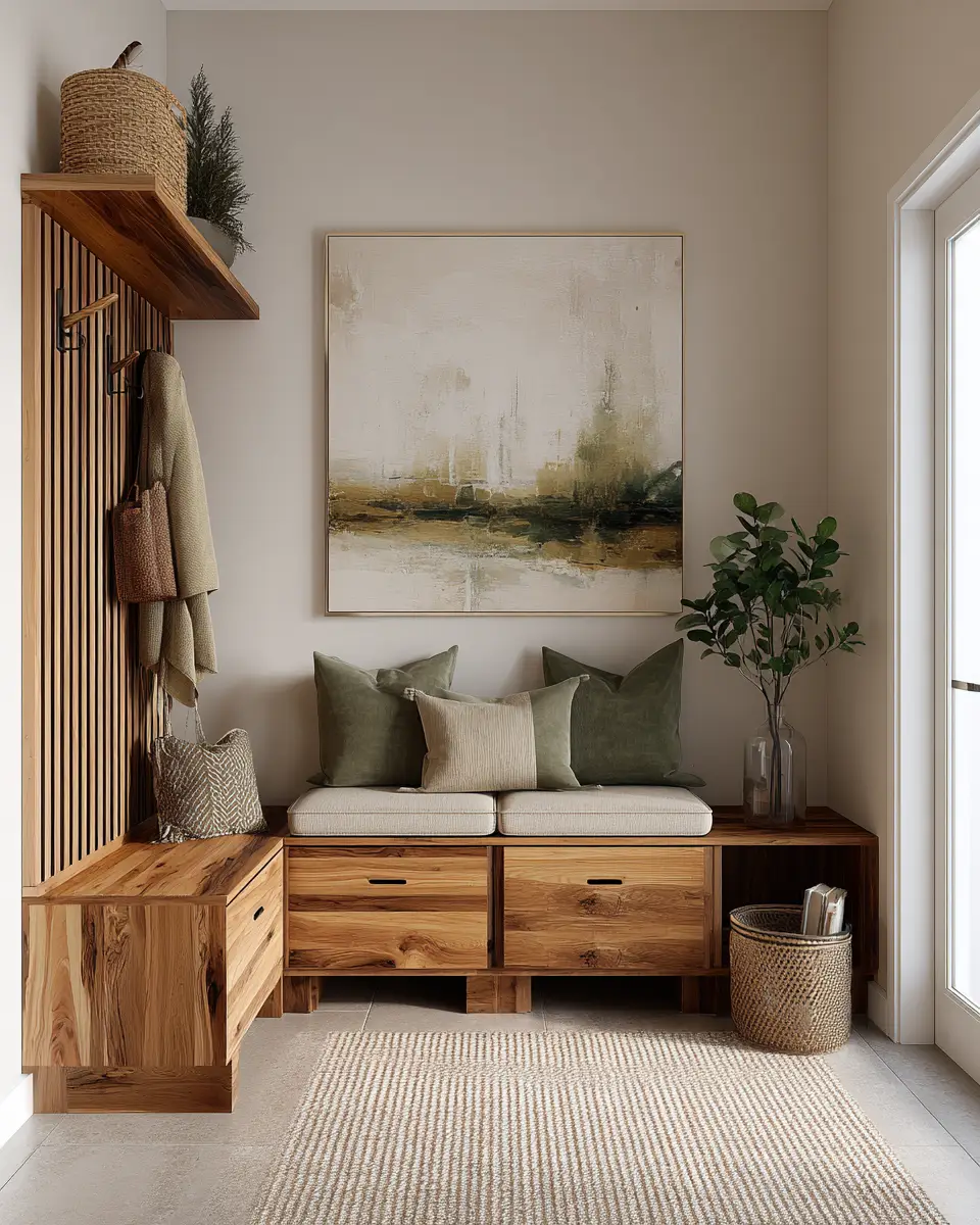 Warm Wood Minimalist Entryway Decor Ideas