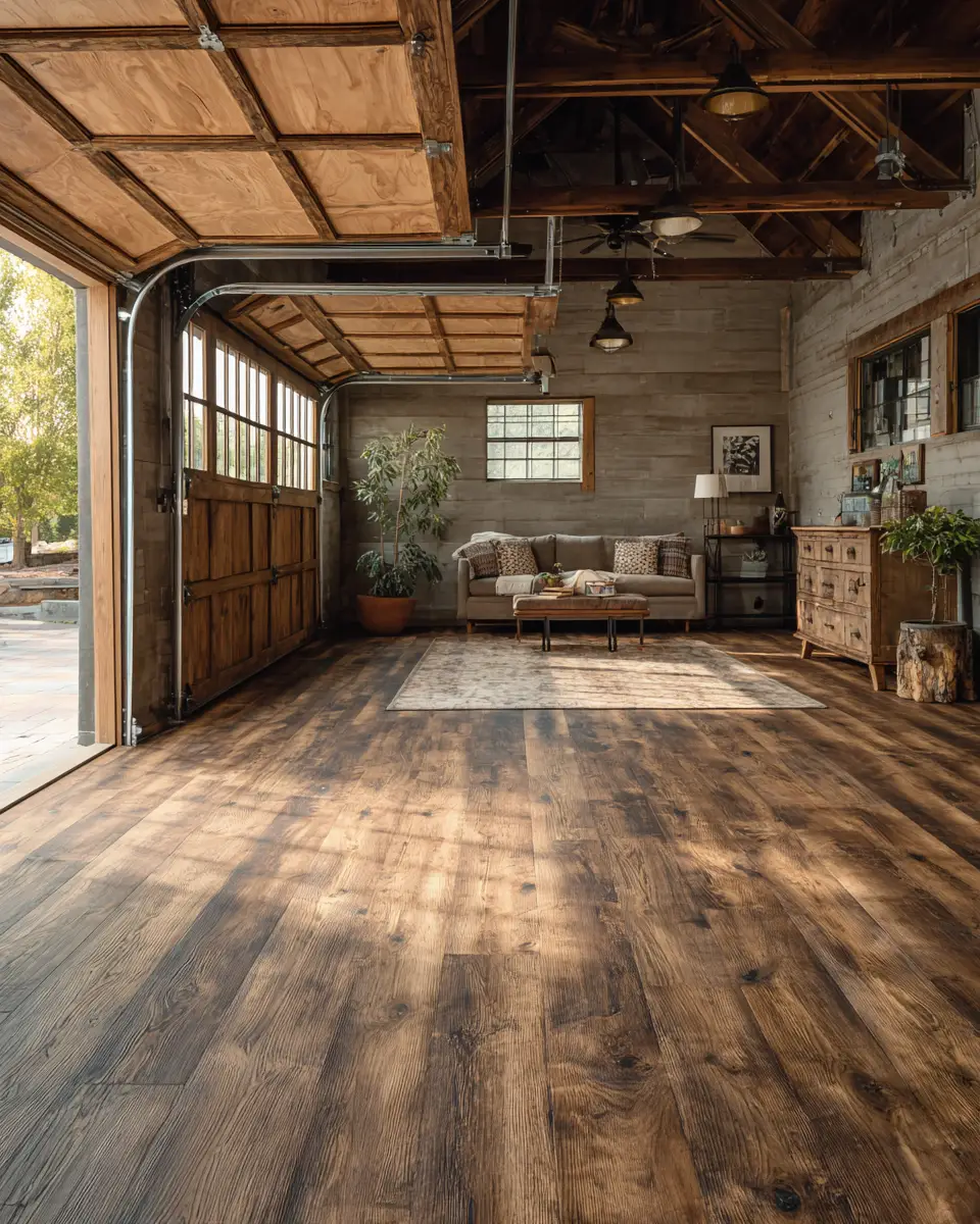 Warm Wood Rustic Garage Decor Ideas