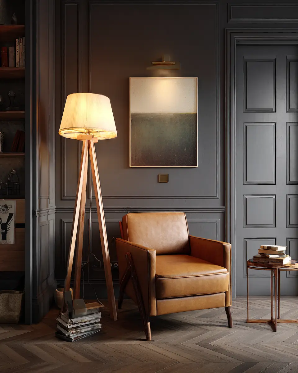 Warm Wood Transitional Home Office Decor Ideas