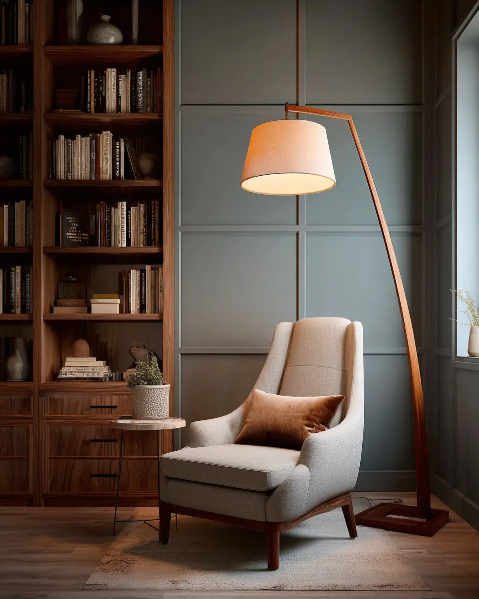 Warm Wood Transitional Home Office Decor Ideas