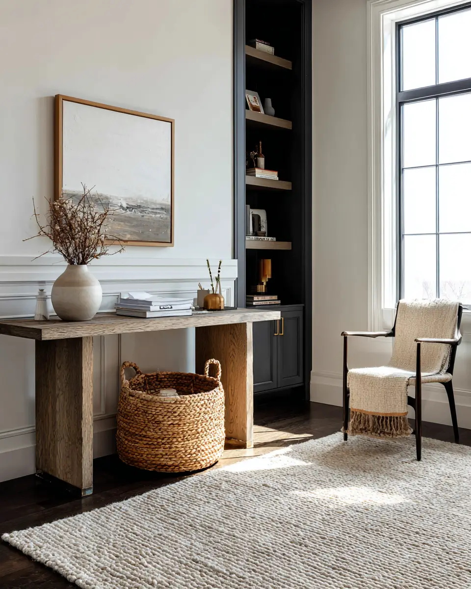 Warm Wood Transitional Home Office Decor Ideas