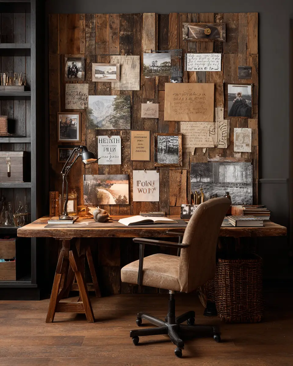 Warm Wood Vintage Home Office Decor Ideas