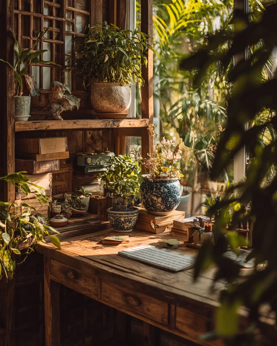 Warm Wood Vintage Home Office Decor Ideas