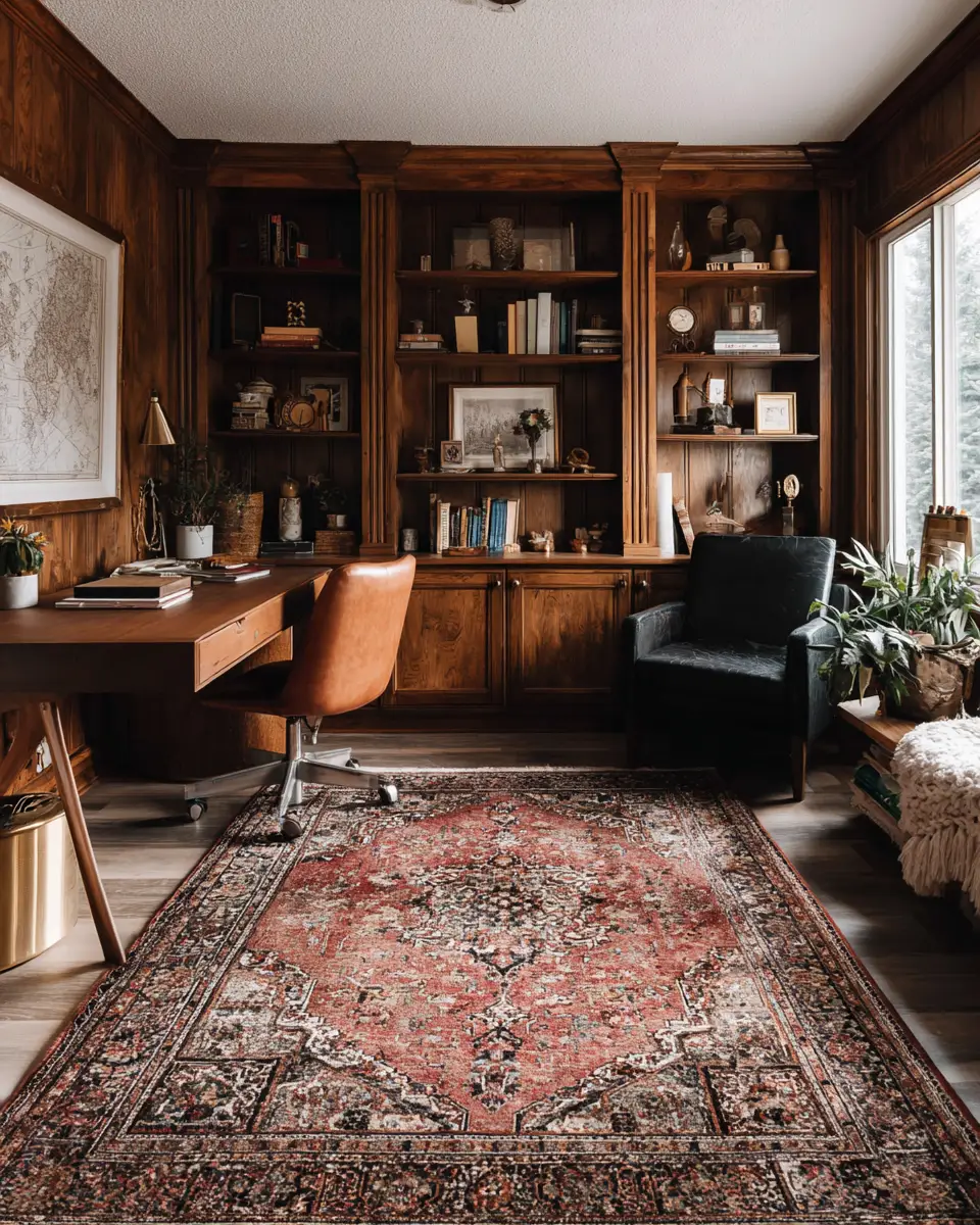 Warm Wood Vintage Home Office Decor Ideas
