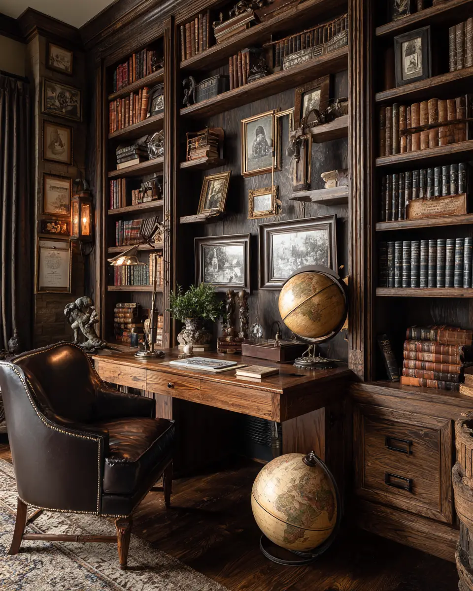 Warm Wood Vintage Home Office Decor Ideas