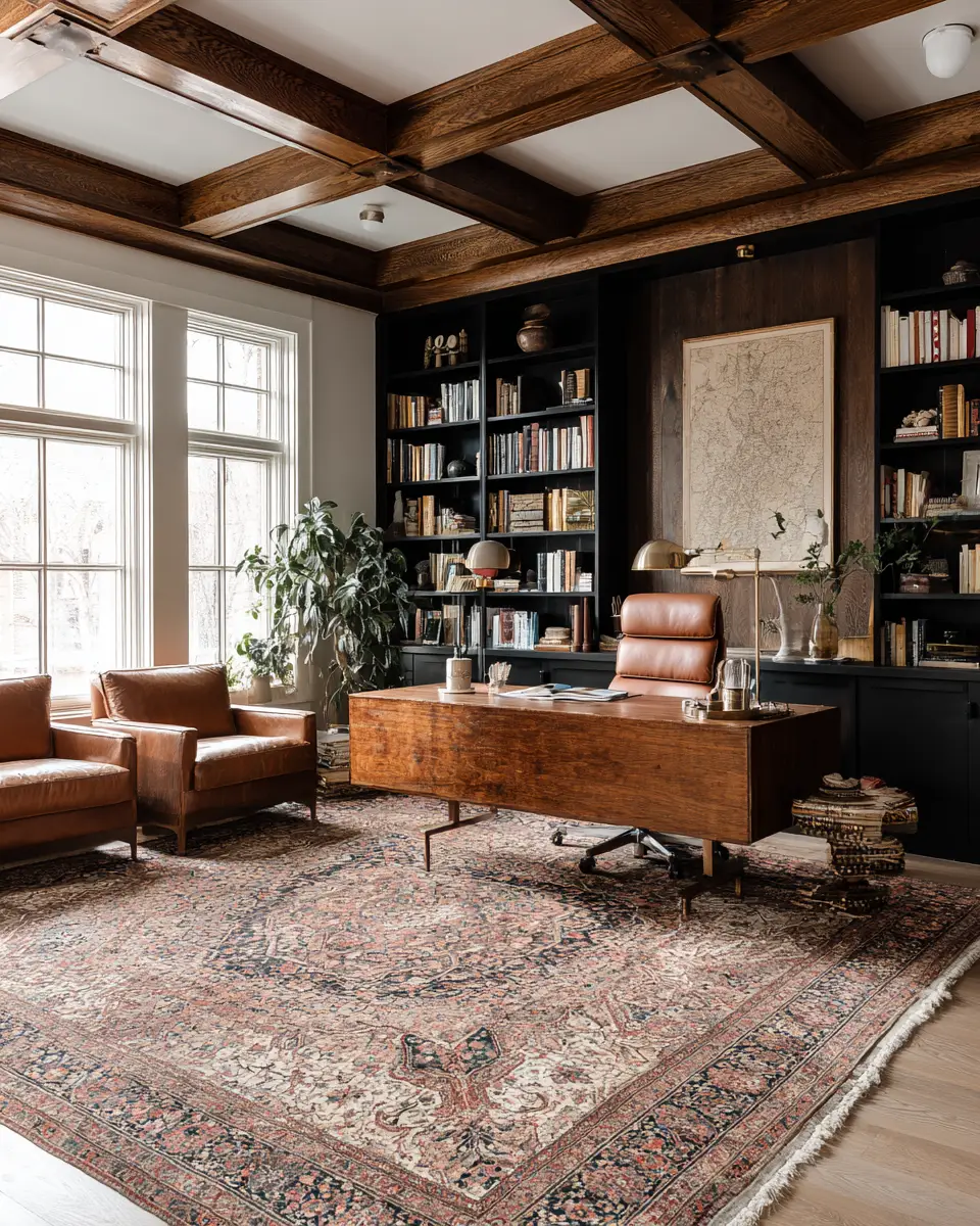 Warm Wood Vintage Home Office Decor Ideas