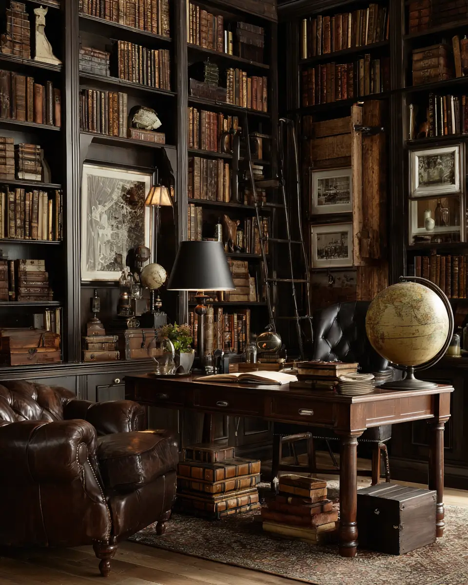 Warm Wood Vintage Home Office Decor Ideas