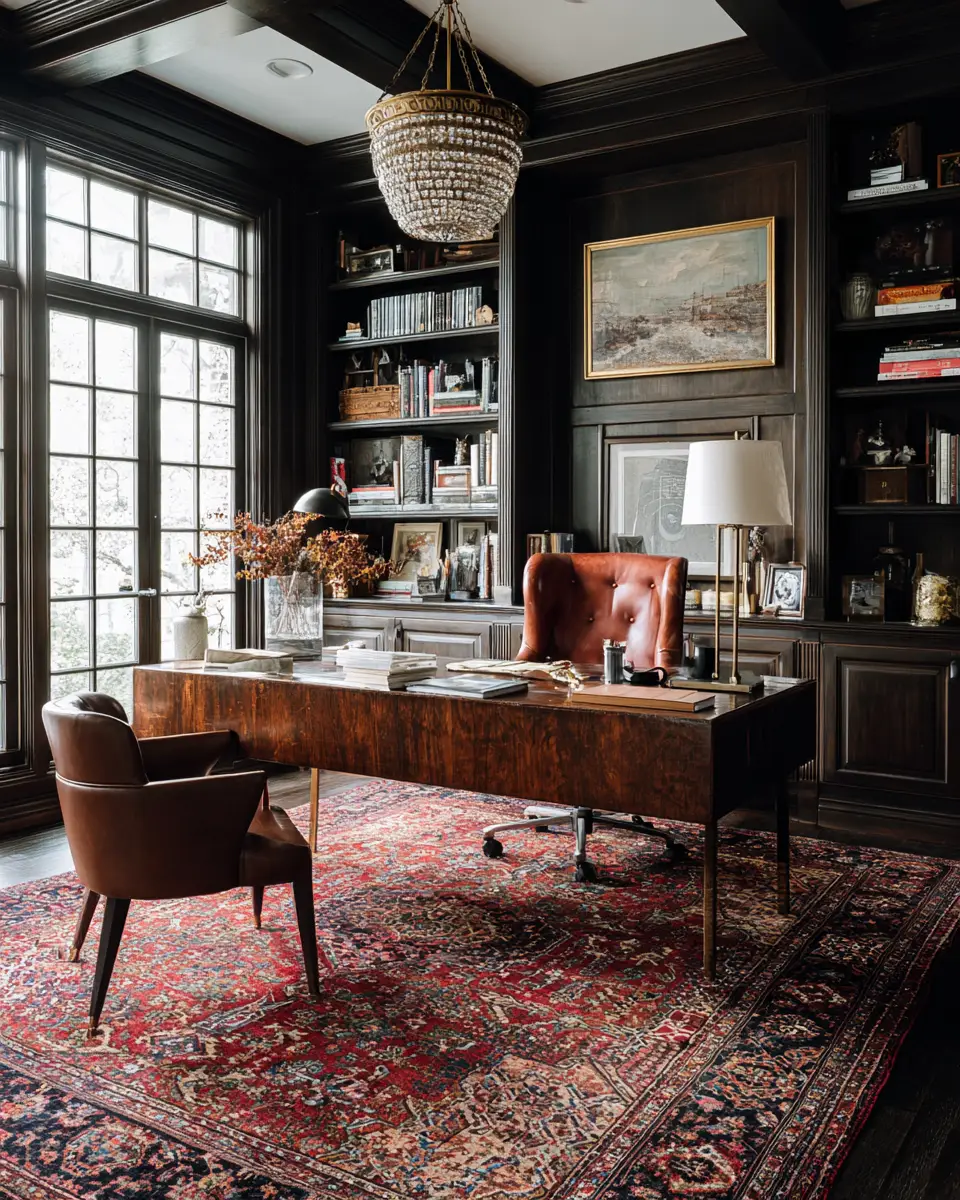 Warm Wood Vintage Home Office Decor Ideas