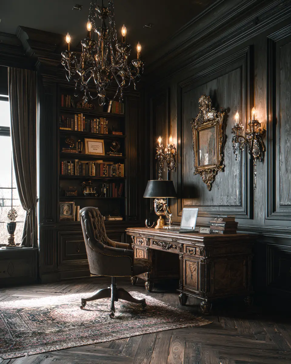 Warm Wood Vintage Home Office Decor Ideas