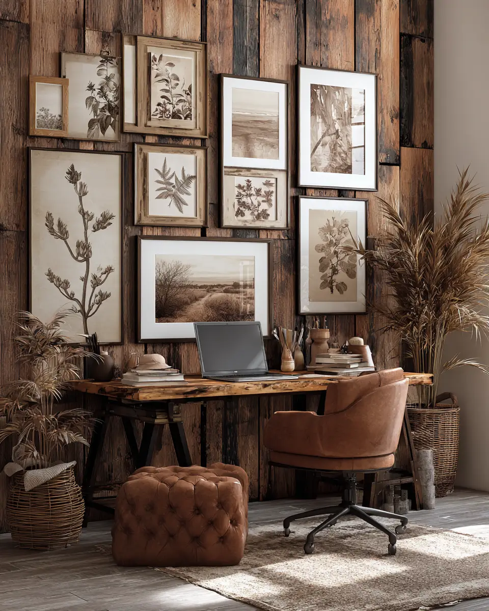 Warm Wood Vintage Home Office Decor Ideas
