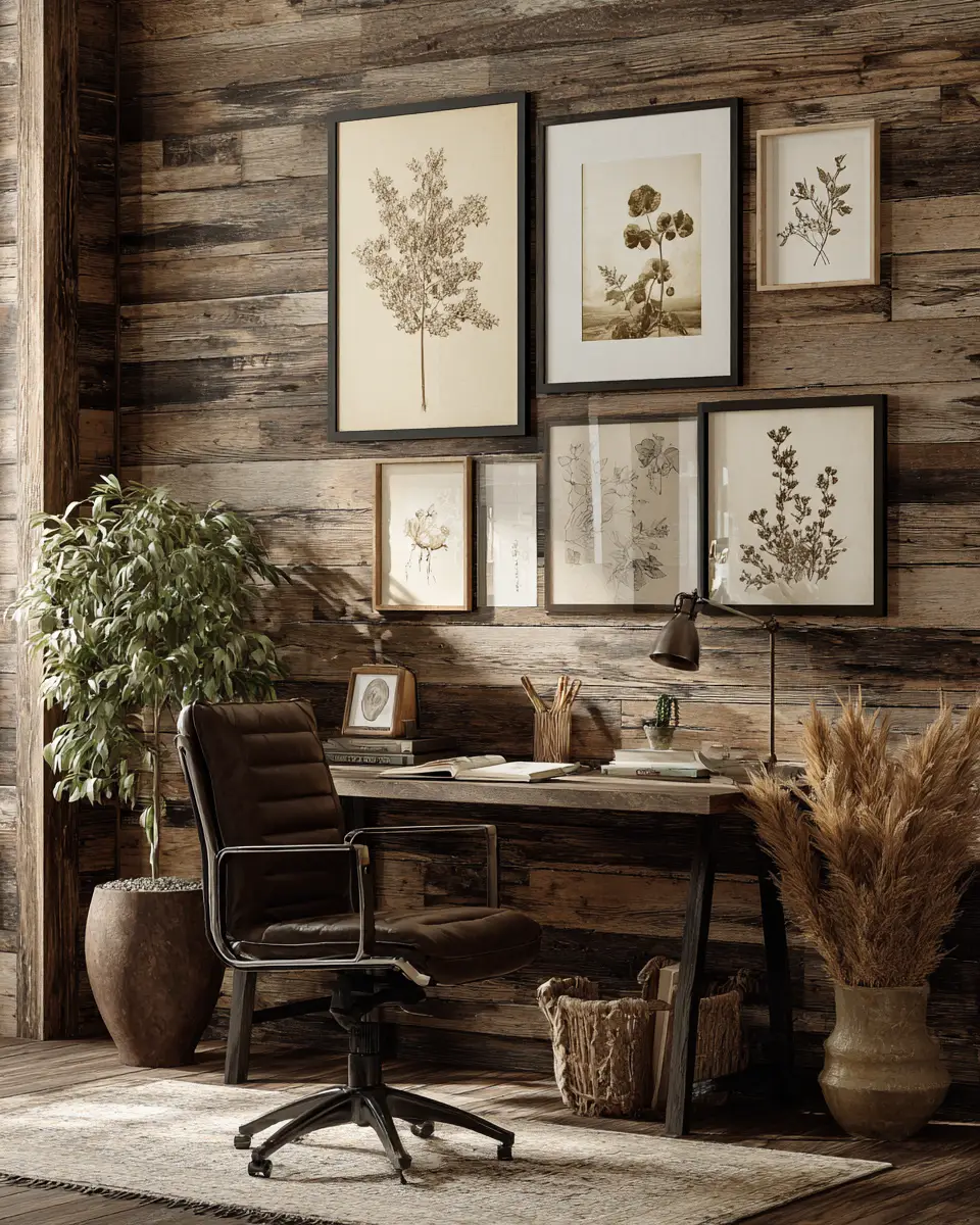Warm Wood Vintage Home Office Decor Ideas