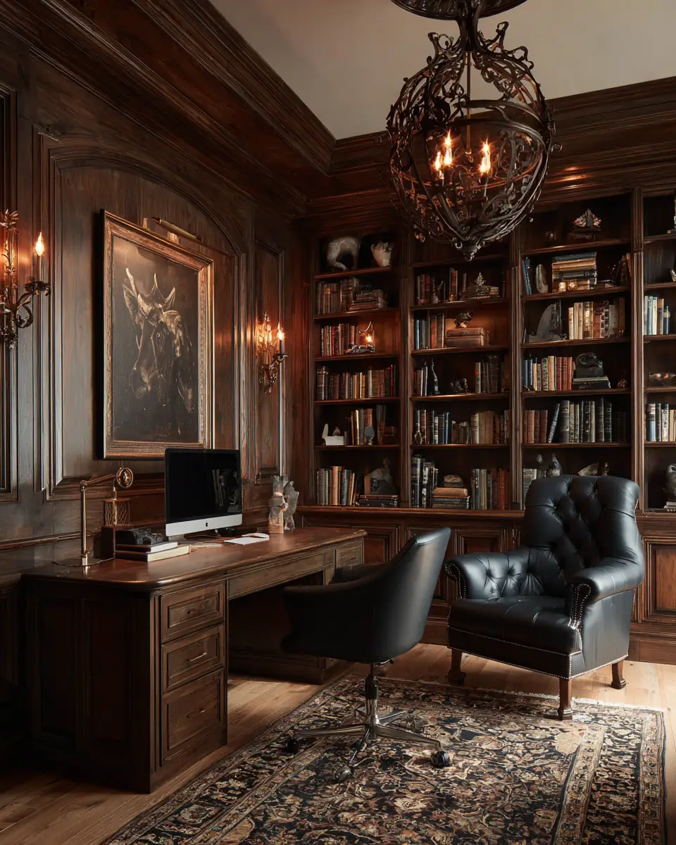 Warm Wood Vintage Home Office Decor Ideas