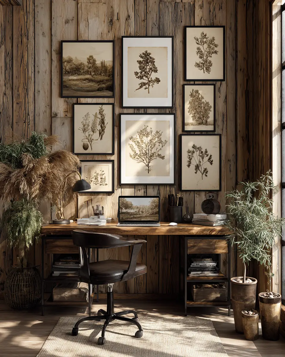 Warm Wood Vintage Home Office Decor Ideas