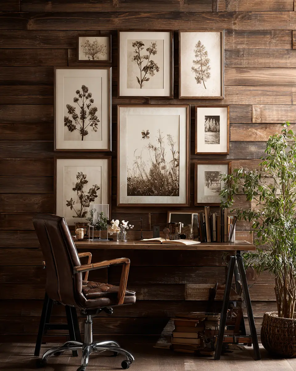 Warm Wood Vintage Home Office Decor Ideas