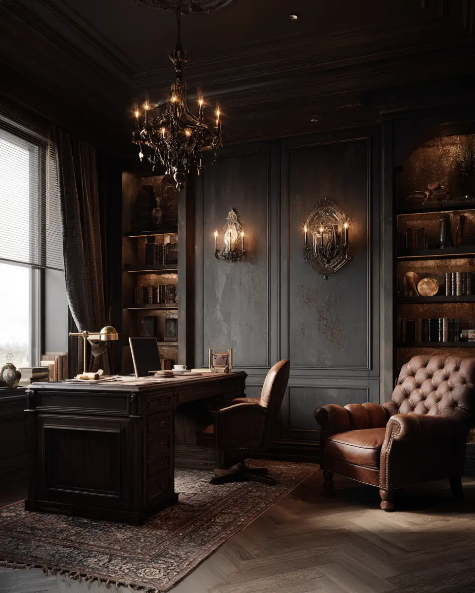 Warm Wood Vintage Home Office Decor Ideas