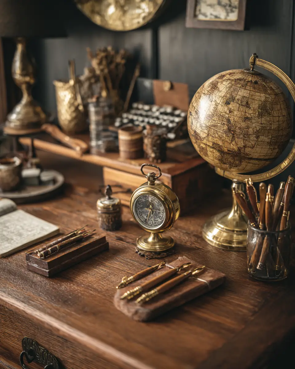 Warm Wood Vintage Home Office Decor Ideas