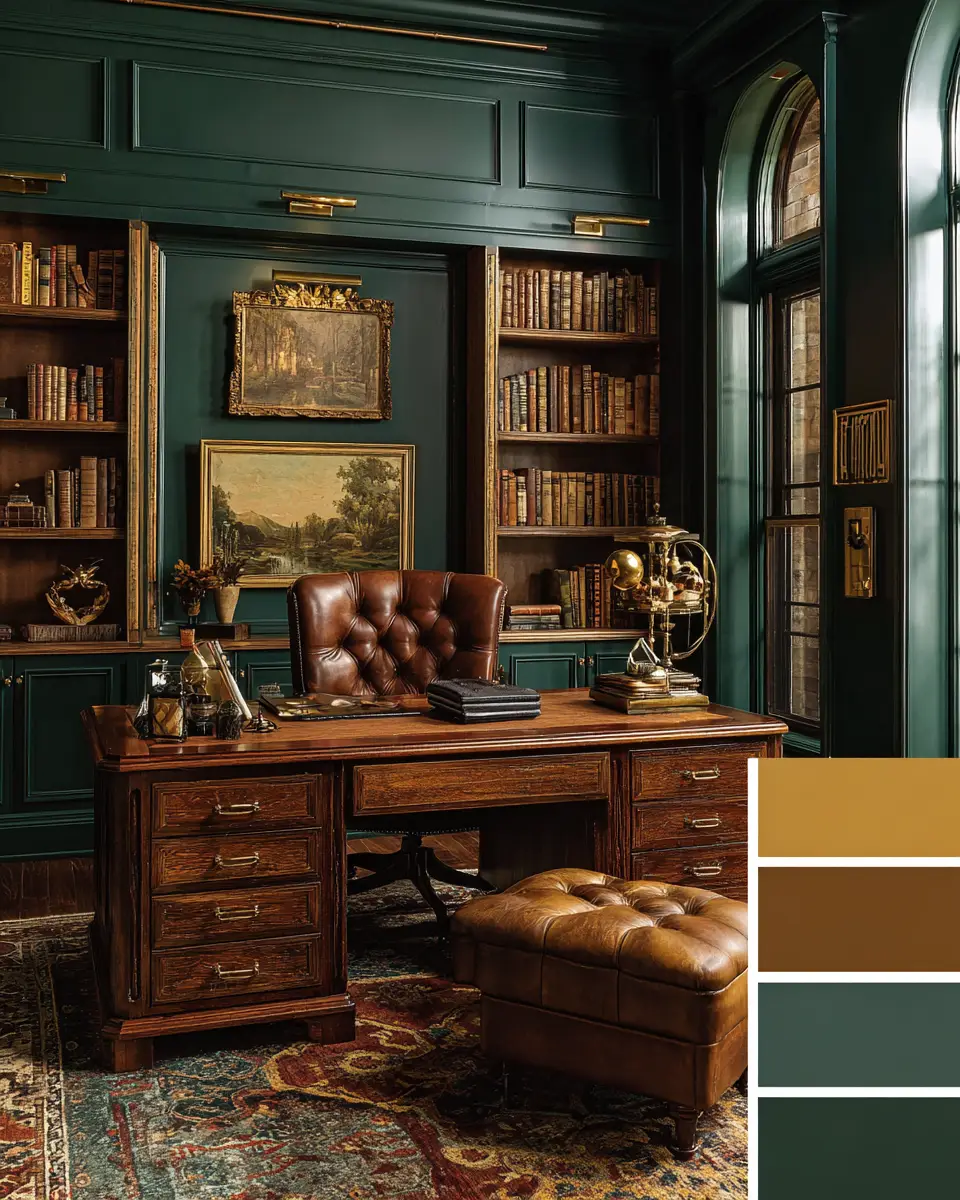 Warm Wood Vintage Home Office Decor Ideas