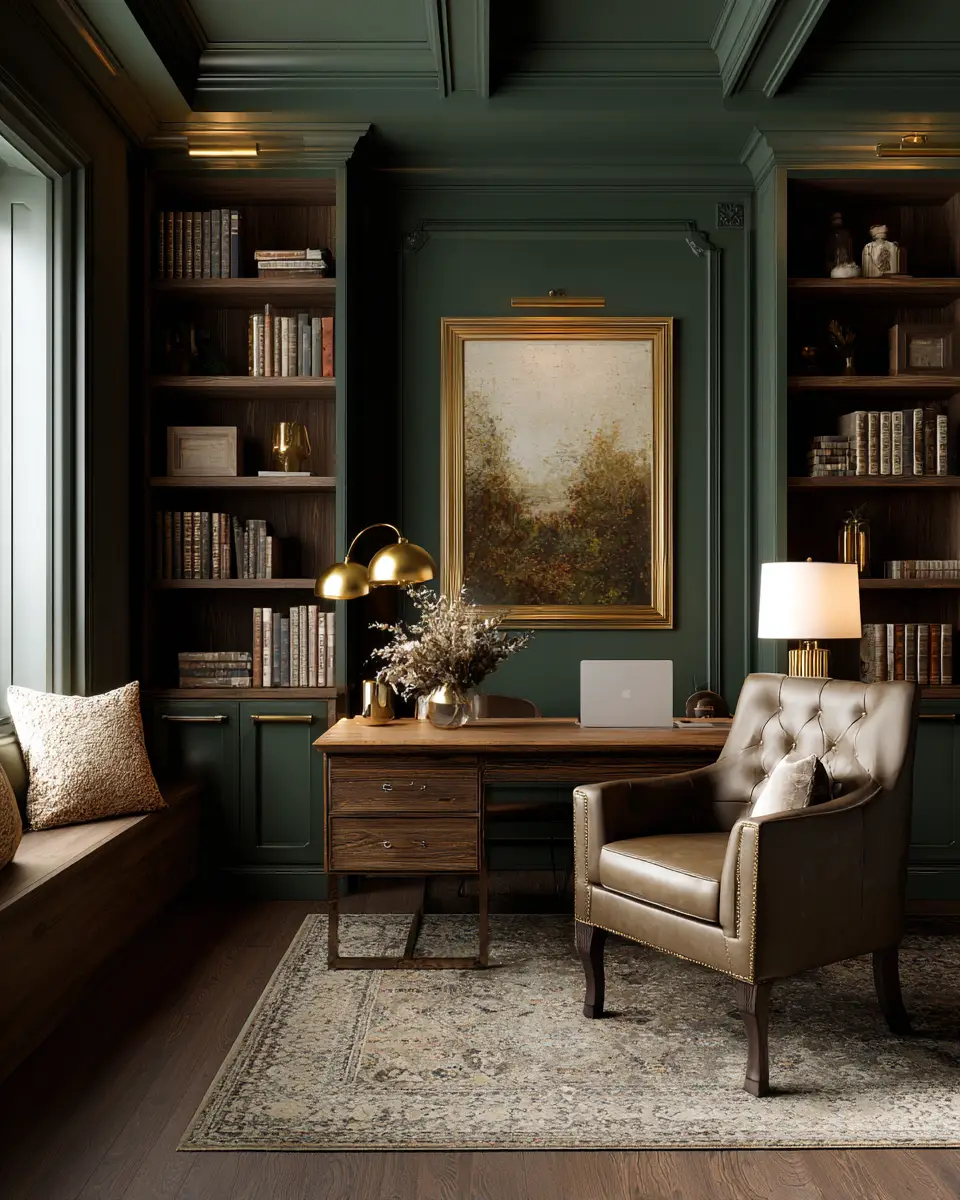 Warm Wood Vintage Home Office Decor Ideas