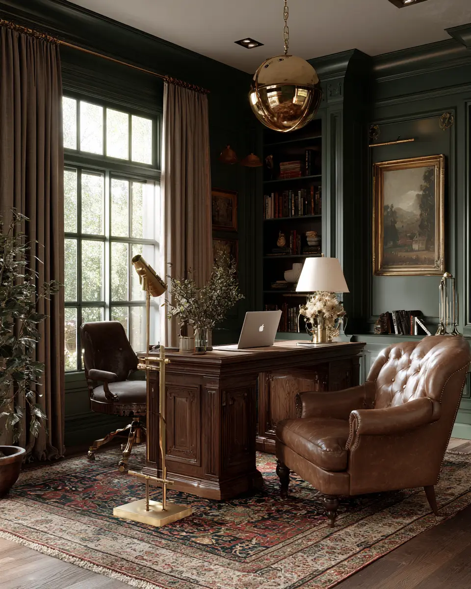 Warm Wood Vintage Home Office Decor Ideas