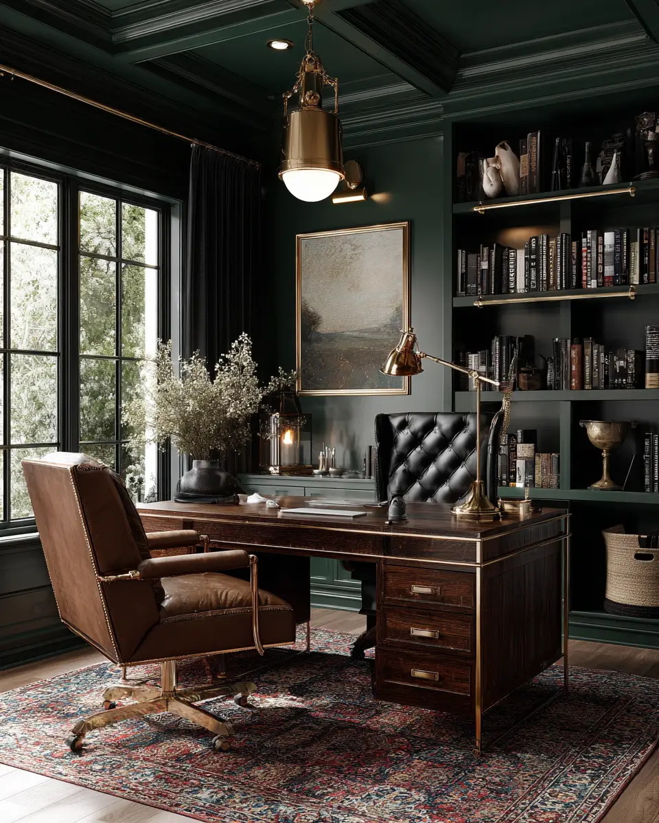 Warm Wood Vintage Home Office Decor Ideas