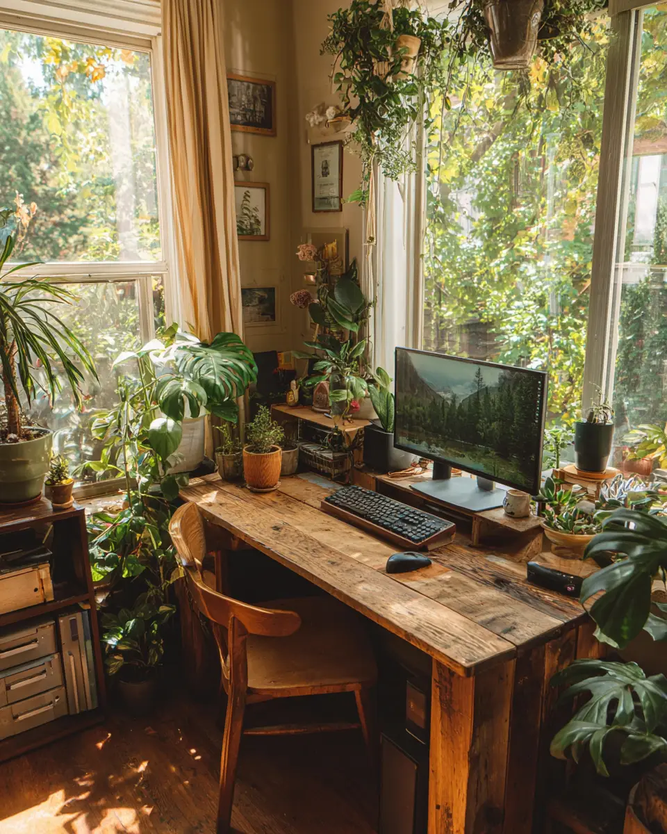 Warm Wood Vintage Home Office Decor Ideas