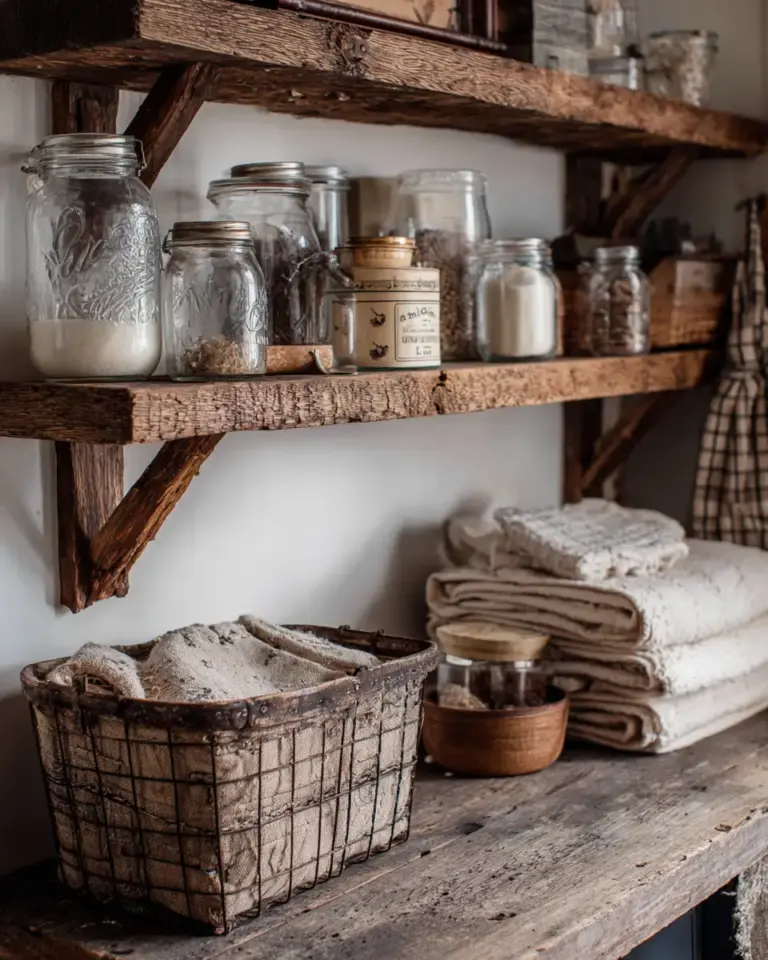 Warm Wood Vintage Laundry Room Decor Ideas - Featured