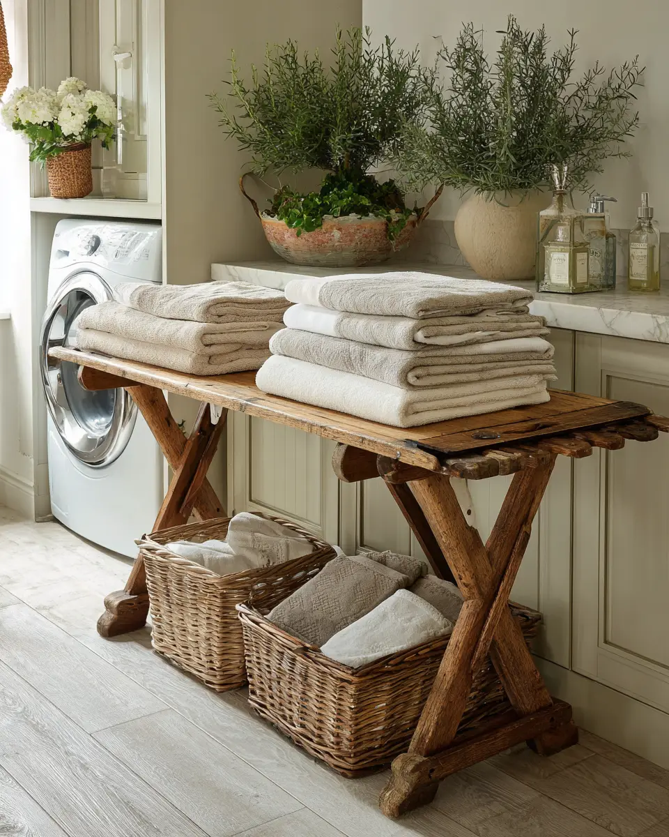 Warm Wood Vintage Laundry Room Decor Ideas