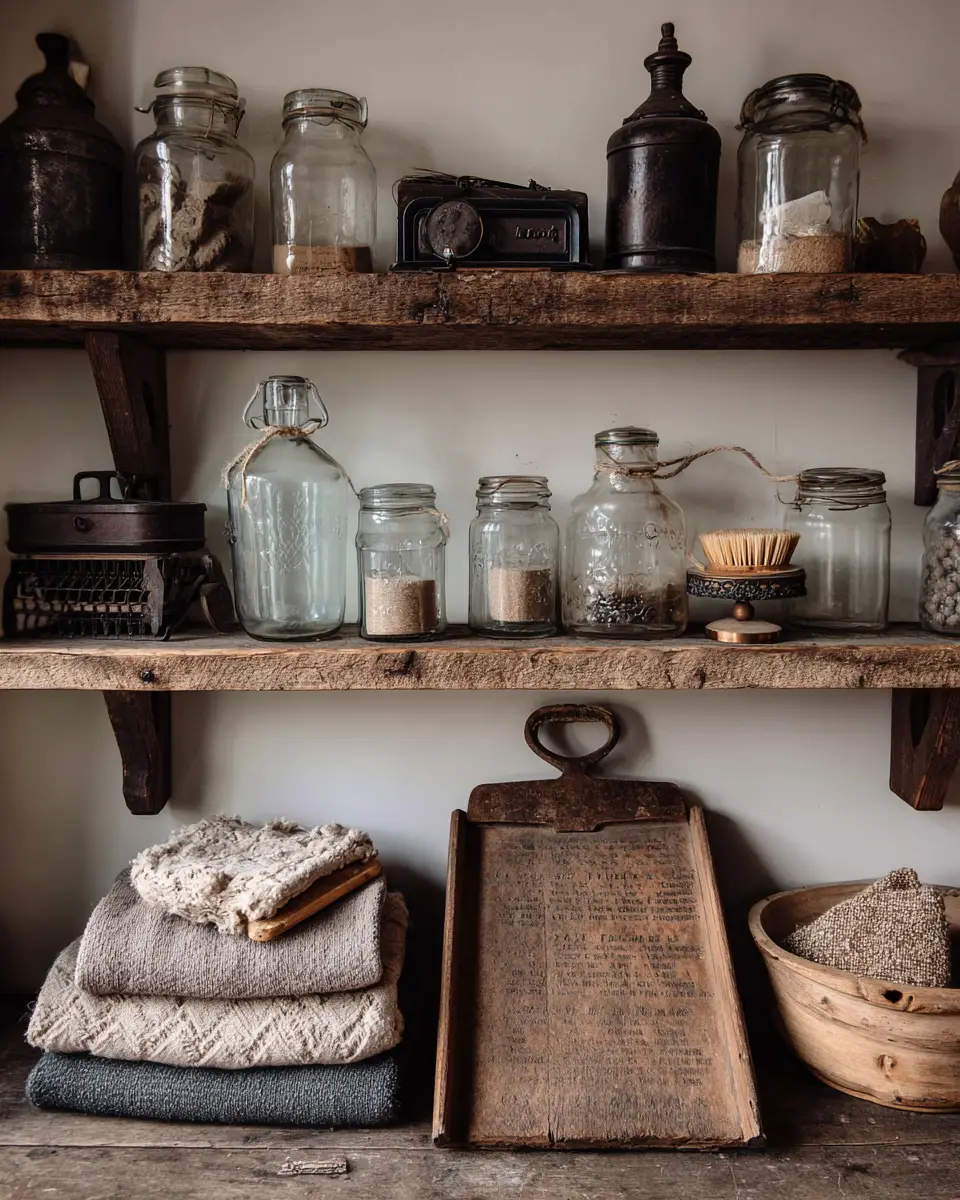 Warm Wood Vintage Laundry Room Decor Ideas
