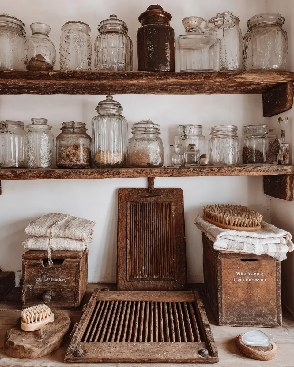 Warm Wood Vintage Laundry Room Decor Ideas