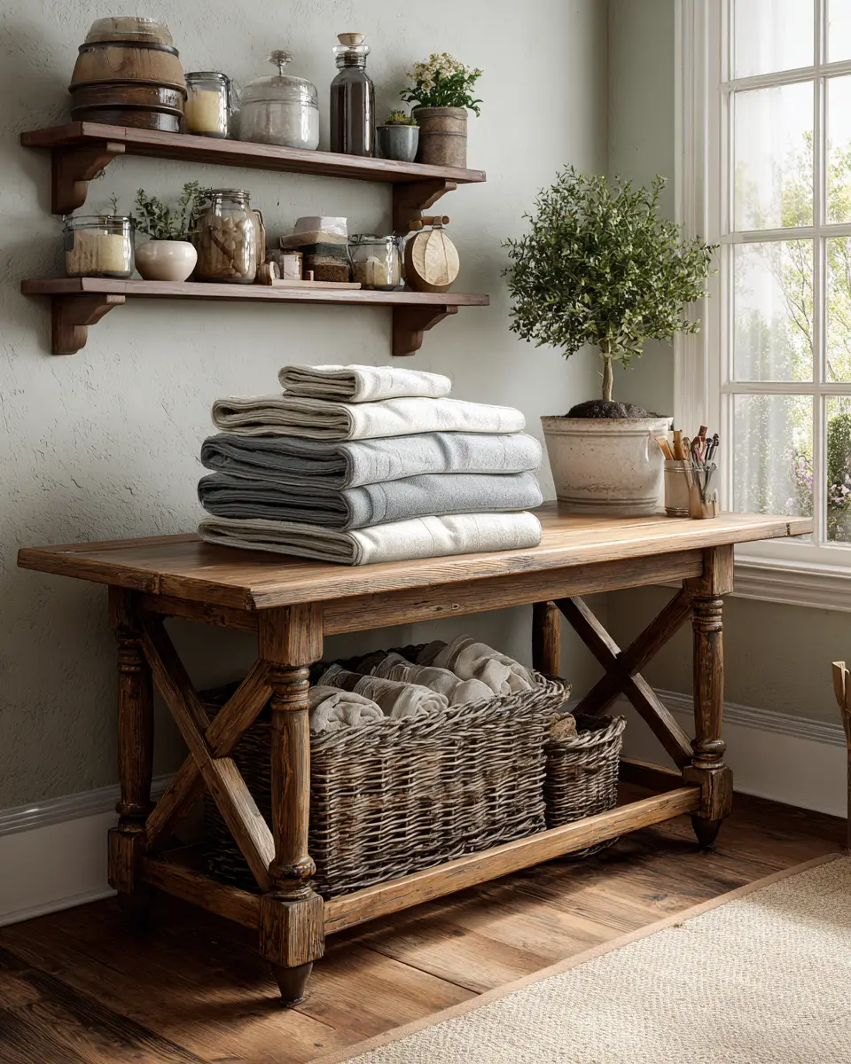 Warm Wood Vintage Laundry Room Decor Ideas