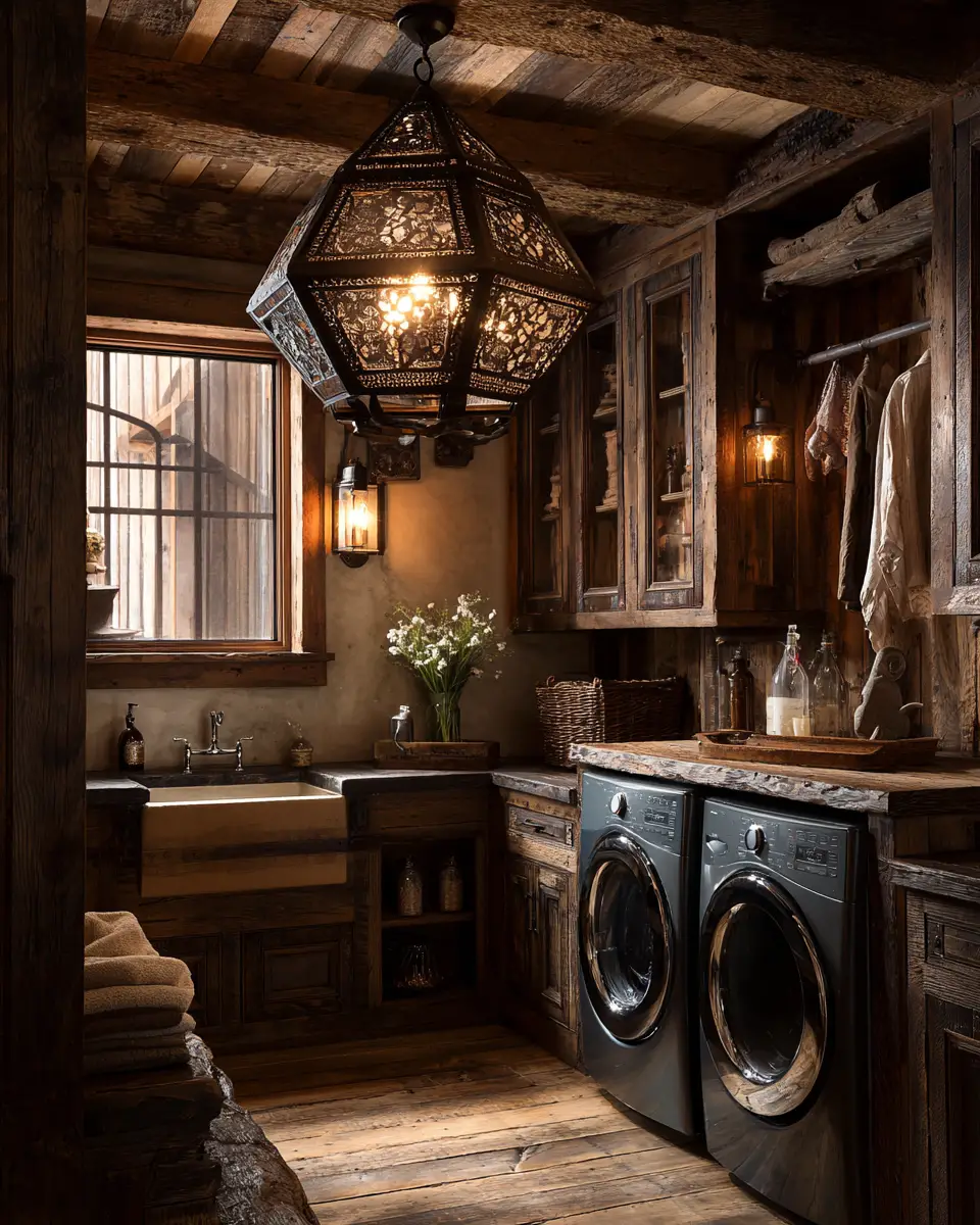 Warm Wood Vintage Laundry Room Decor Ideas