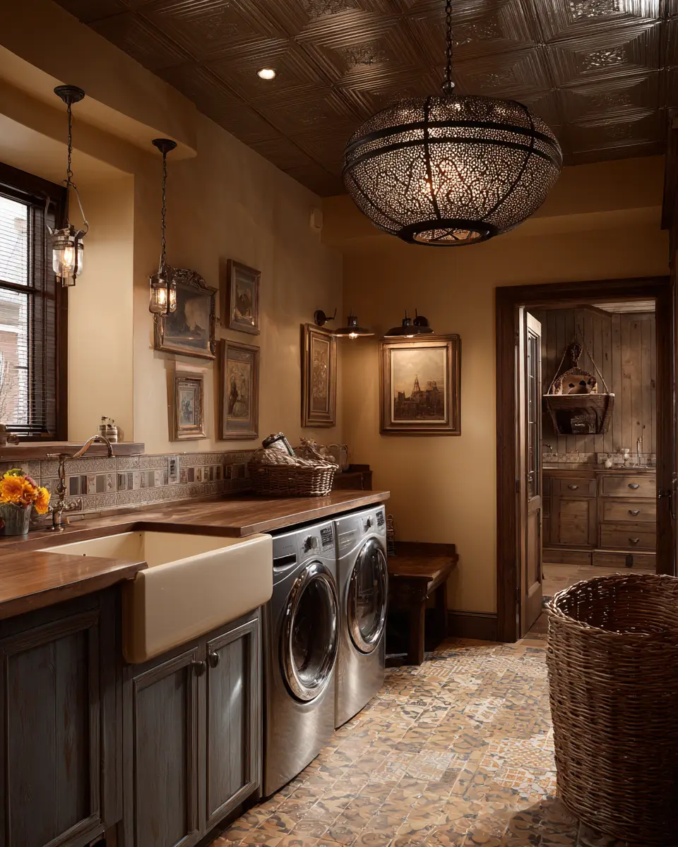 Warm Wood Vintage Laundry Room Decor Ideas
