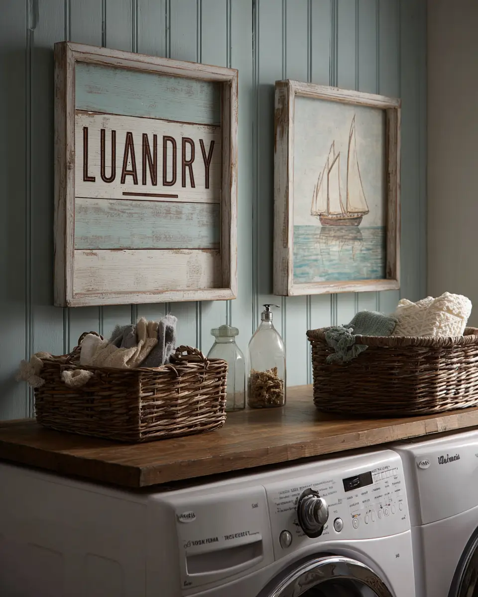 Warm Wood Vintage Laundry Room Decor Ideas