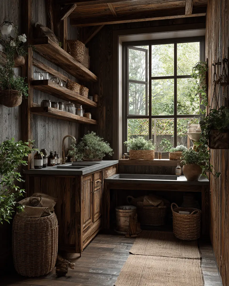Warm Wood Vintage Laundry Room Decor Ideas