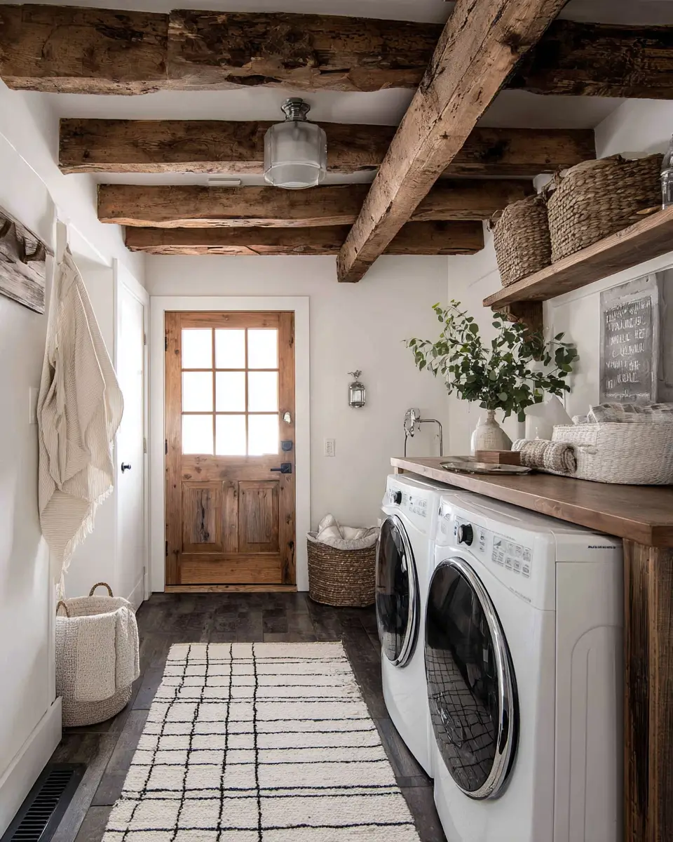 Warm Wood Vintage Laundry Room Decor Ideas