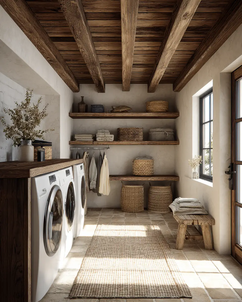 Warm Wood Vintage Laundry Room Decor Ideas