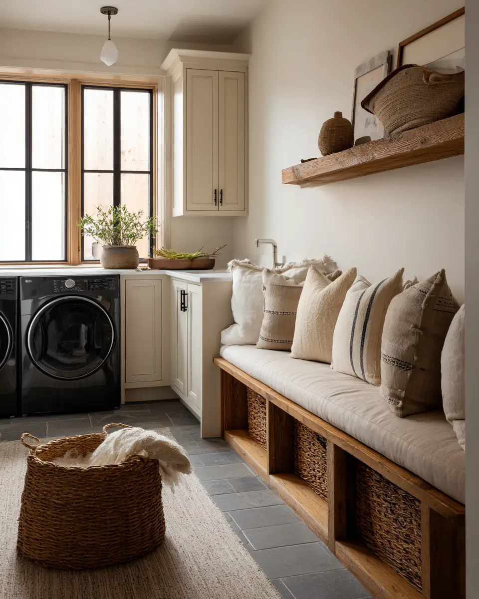 Warm Wood Vintage Laundry Room Decor Ideas