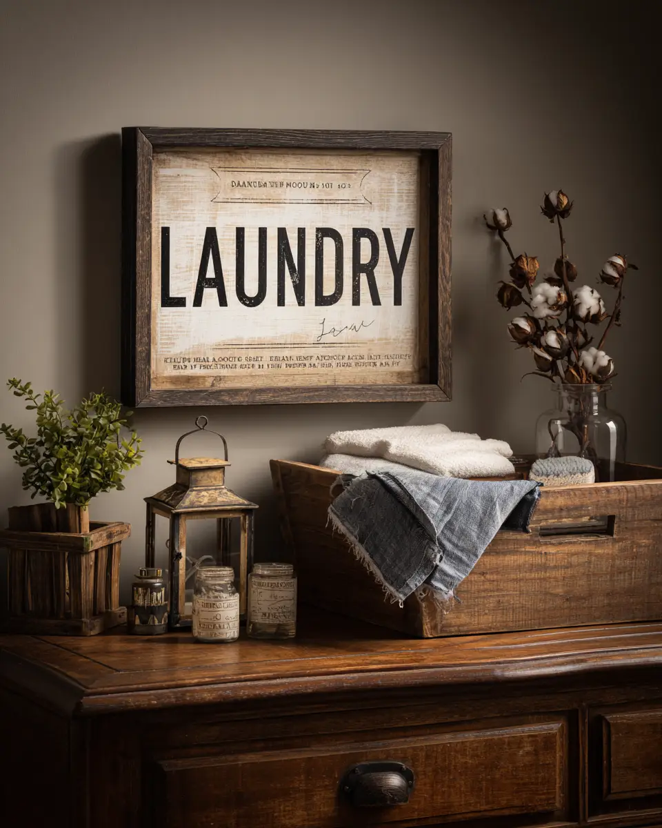 Warm Wood Vintage Laundry Room Decor Ideas