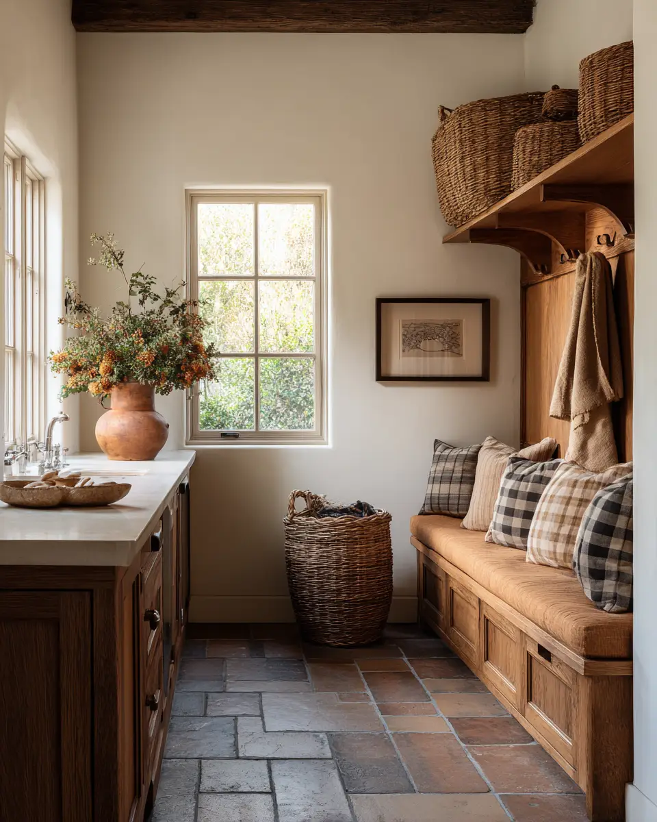 Warm Wood Vintage Laundry Room Decor Ideas