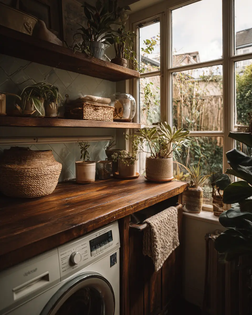 Warm Wood Vintage Laundry Room Decor Ideas