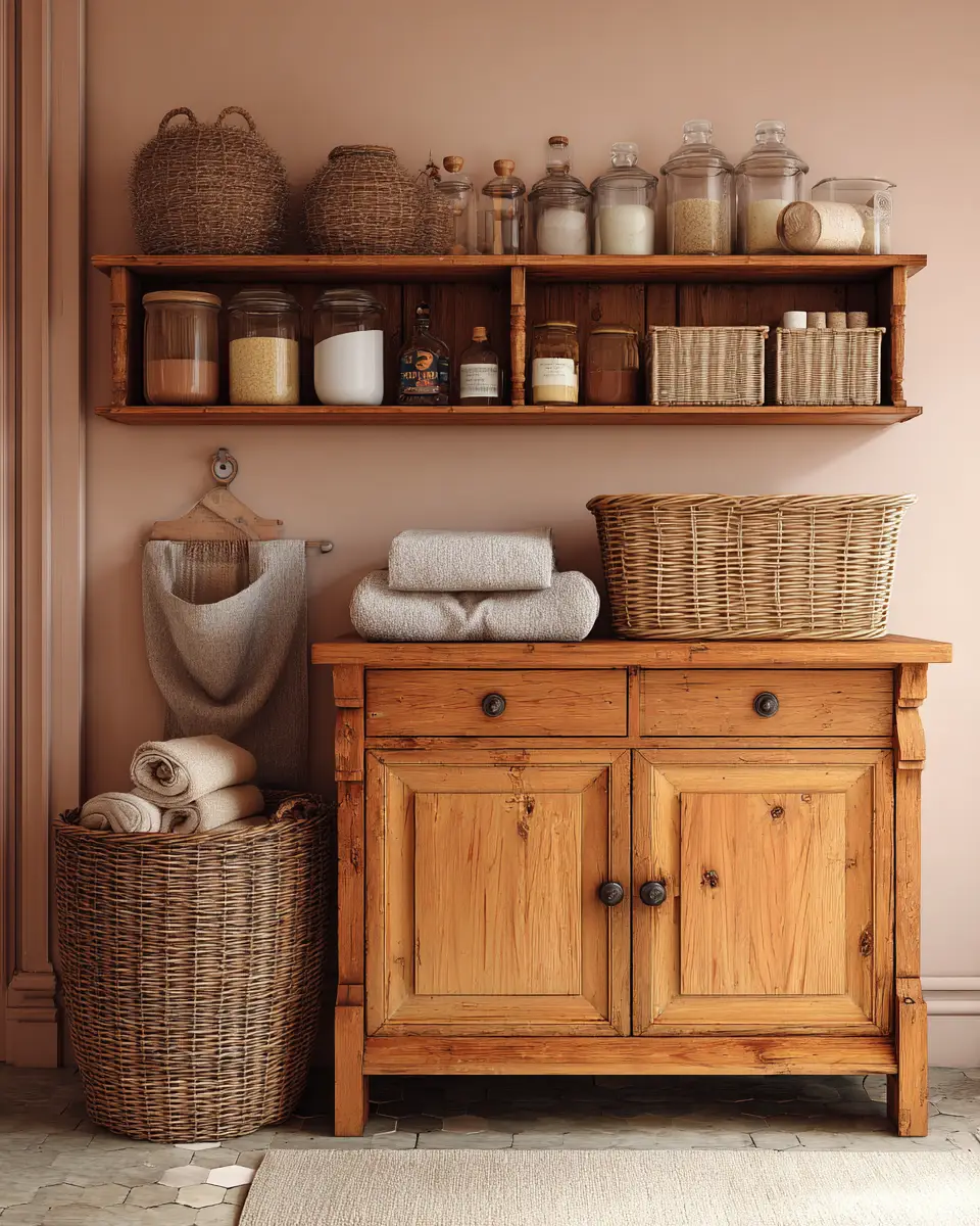 Warm Wood Vintage Laundry Room Decor Ideas