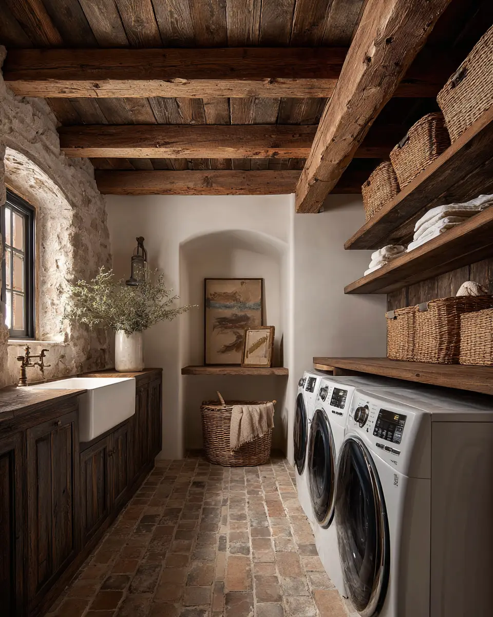 Warm Wood Vintage Laundry Room Decor Ideas