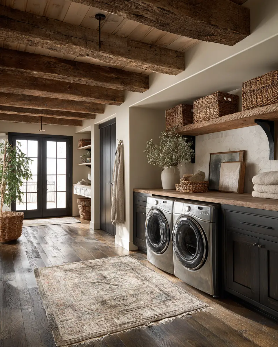 Warm Wood Vintage Laundry Room Decor Ideas
