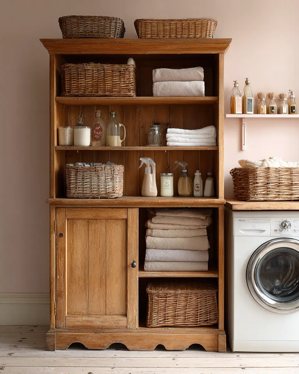 Warm Wood Vintage Laundry Room Decor Ideas