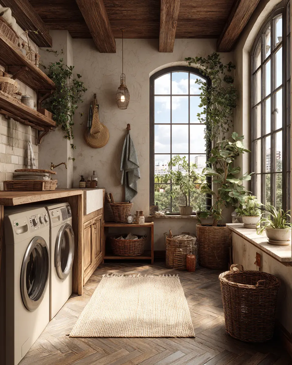 Warm Wood Vintage Laundry Room Decor Ideas