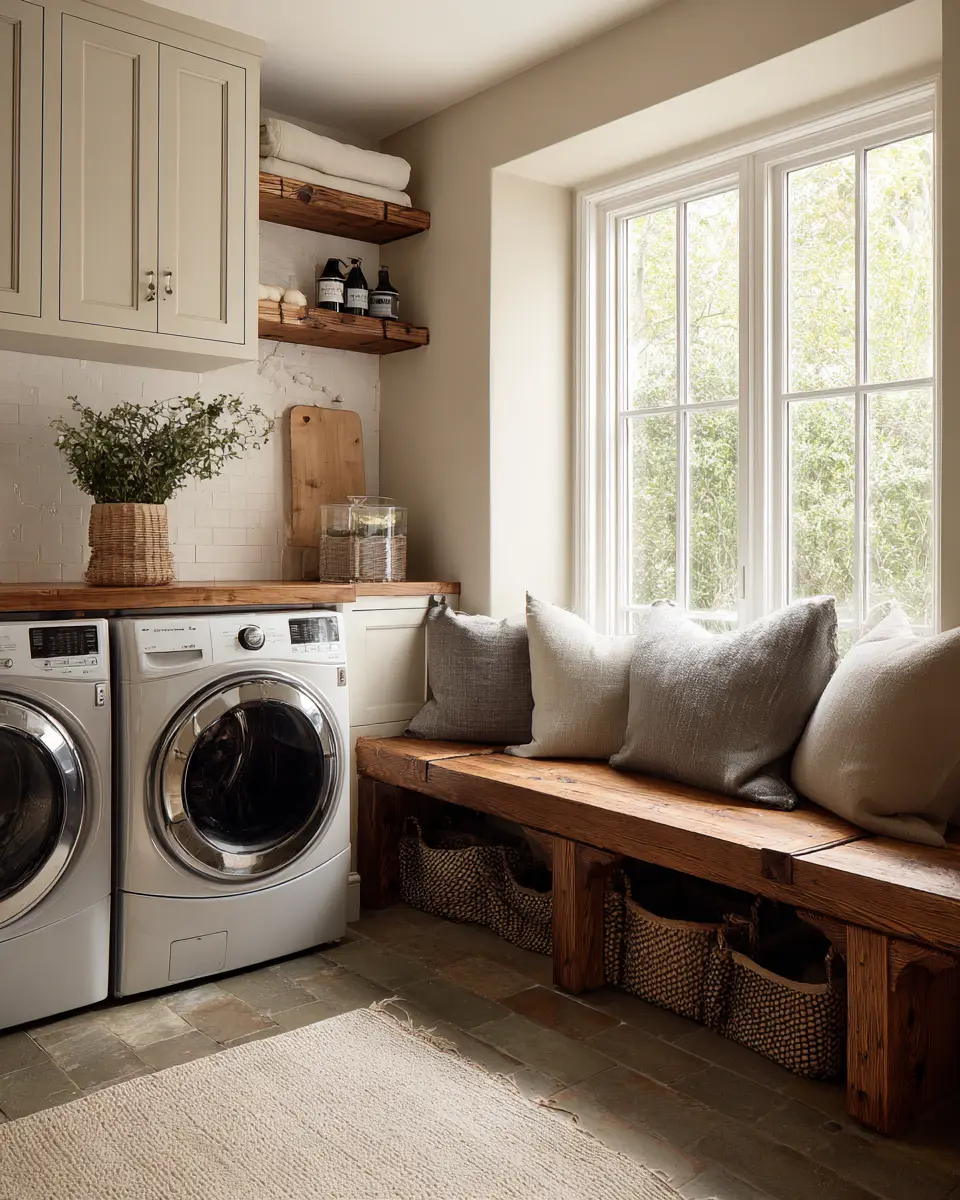 Warm Wood Vintage Laundry Room Decor Ideas