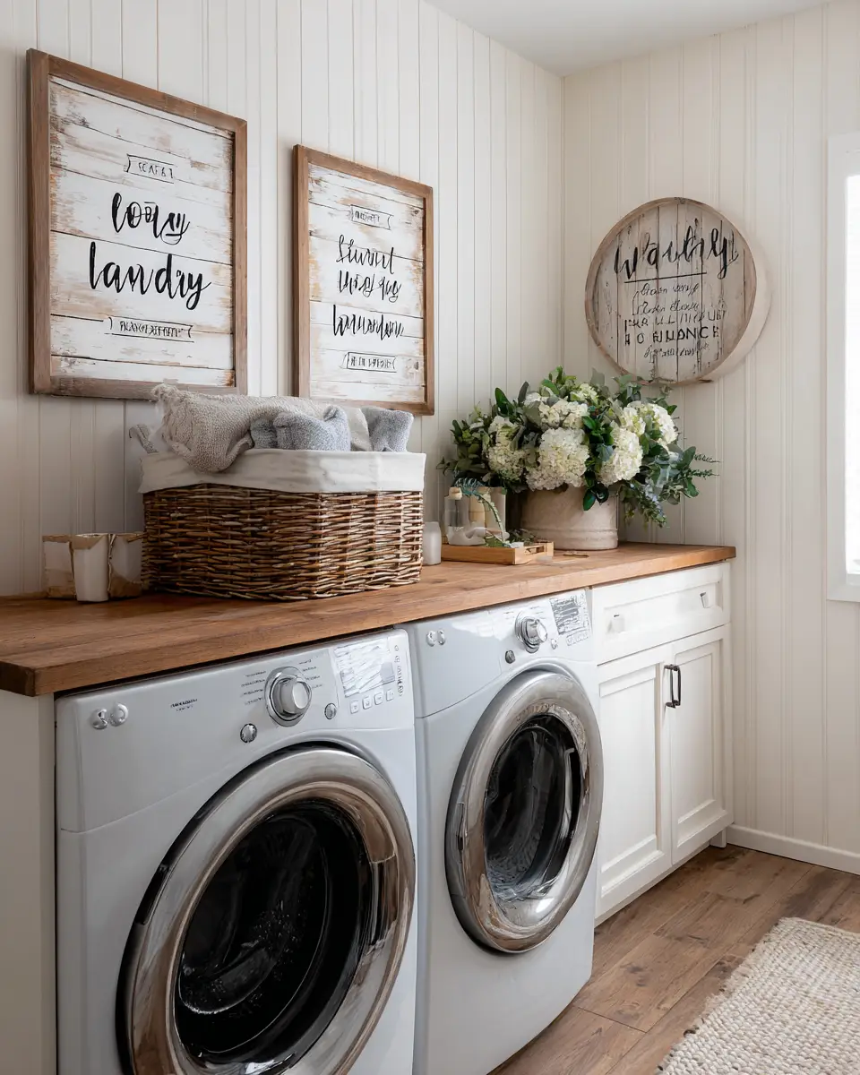 Warm Wood Vintage Laundry Room Decor Ideas