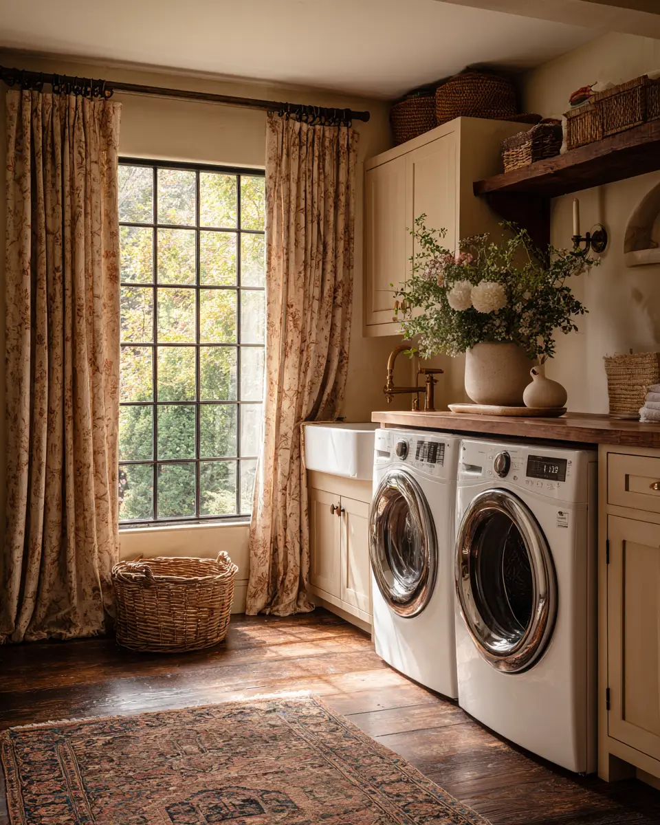 Warm Wood Vintage Laundry Room Decor Ideas