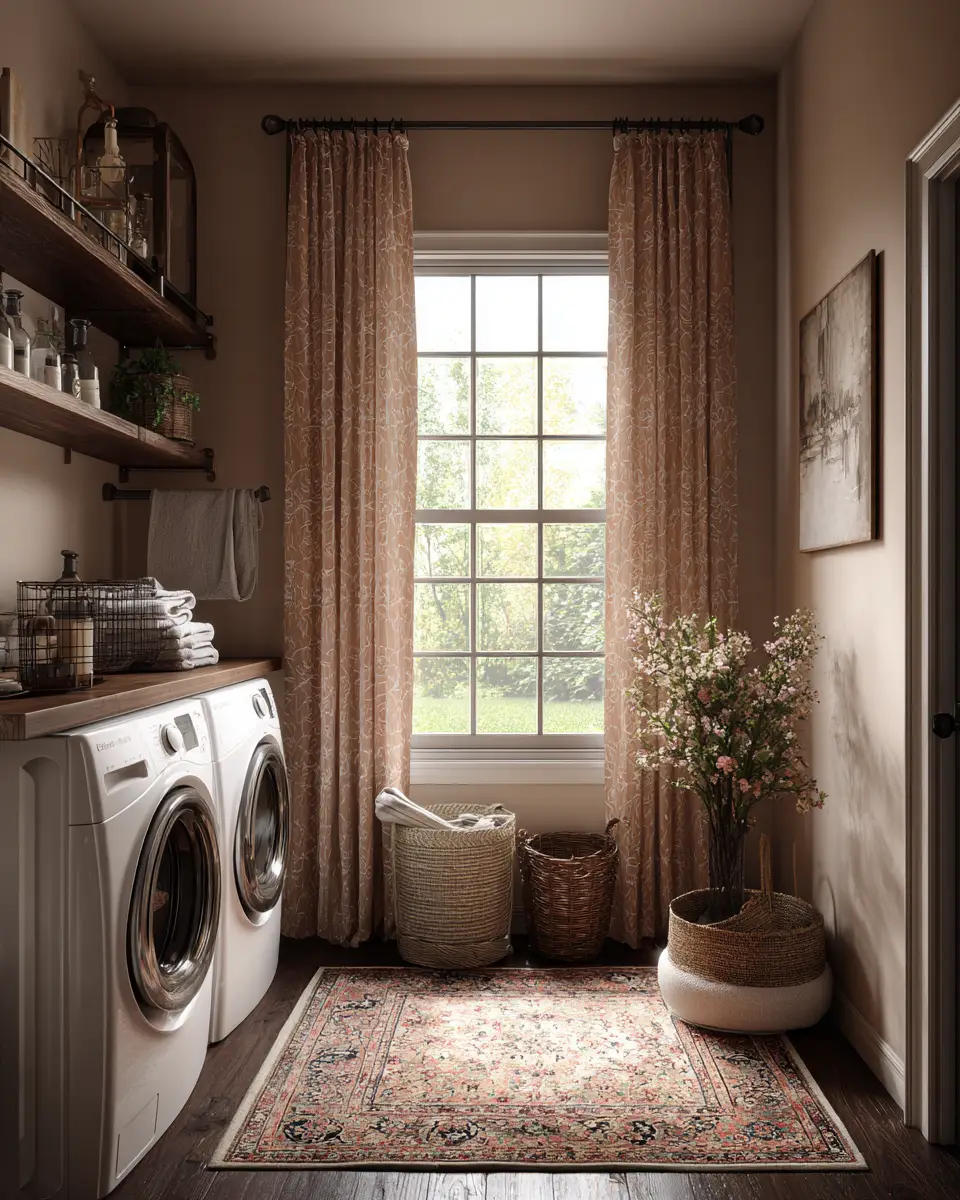 Warm Wood Vintage Laundry Room Decor Ideas