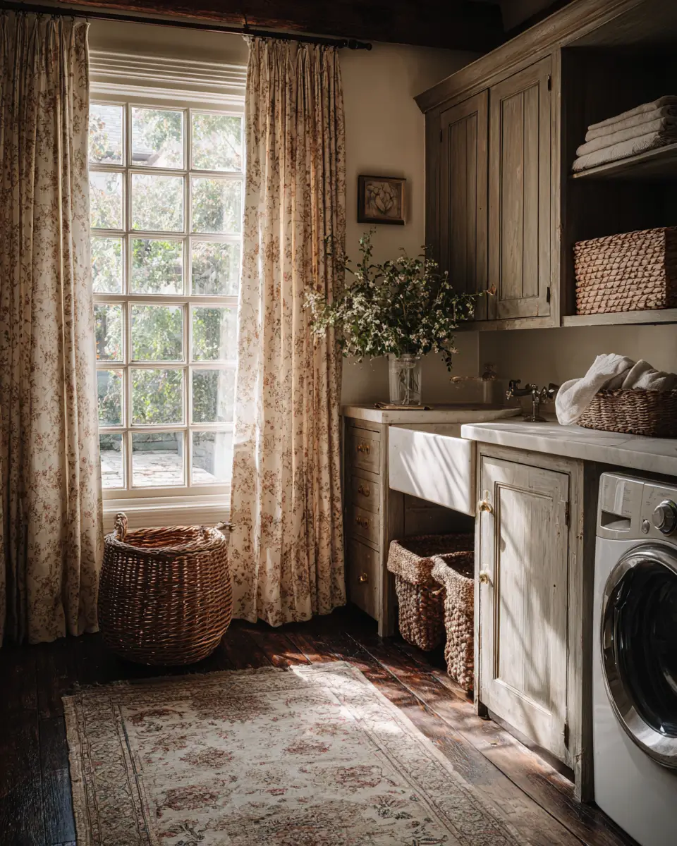 Warm Wood Vintage Laundry Room Decor Ideas